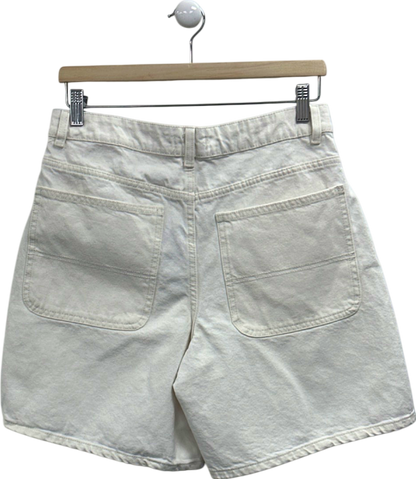 PrettyLittleThing White Denim Shorts UK 10