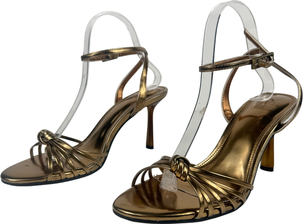 ASOS Hero Knotted Mid Heeled Sandals In Bronze Metallic UK 7 EU 40