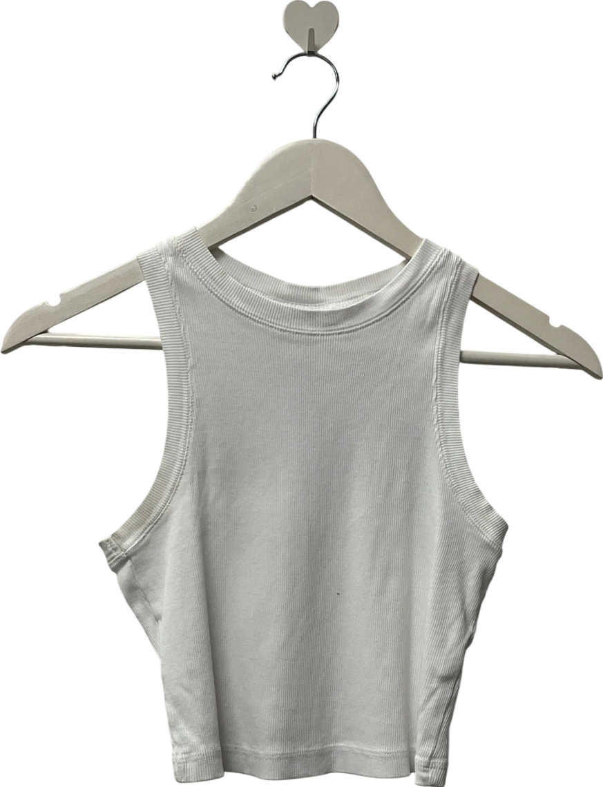 Weekday White Fitted Rib Tank Top UK M