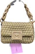 marbella Green Le Muse Small Woven Bag With Rhinestones - Khaki