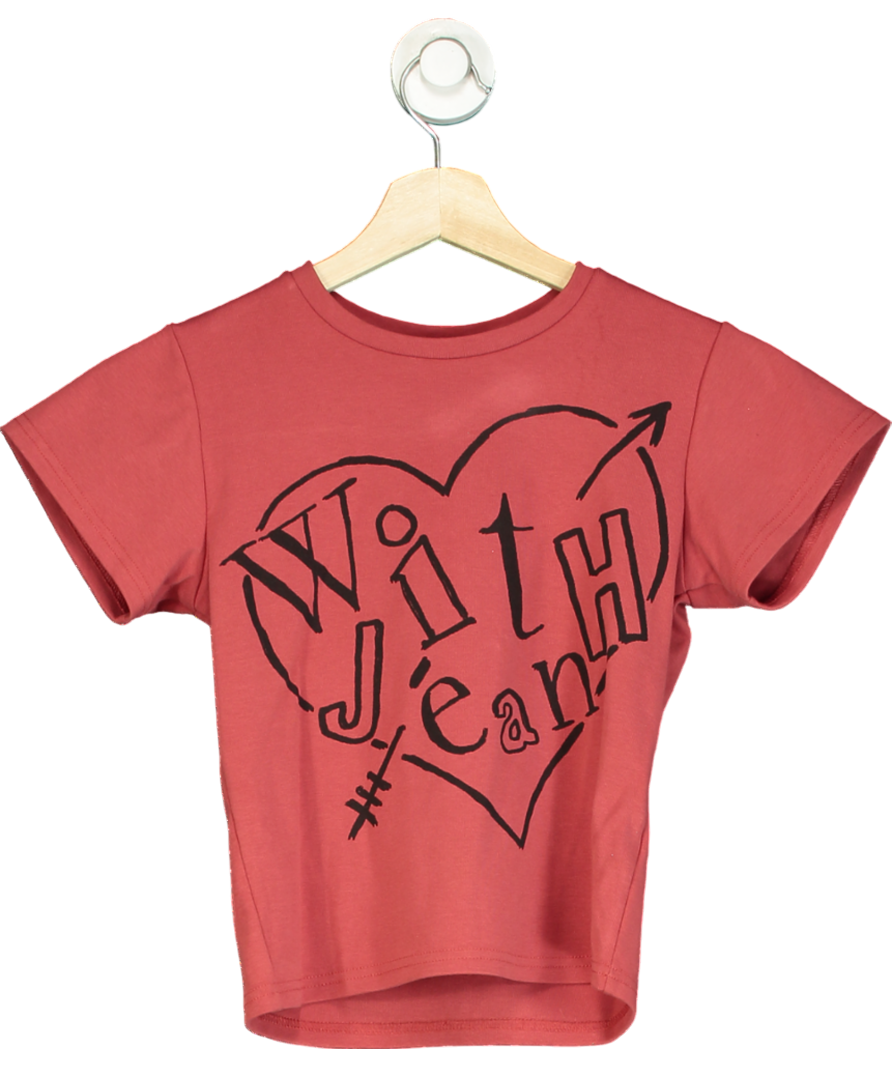 With Jean Red Heart Logo Printed T-shirt UK XXS