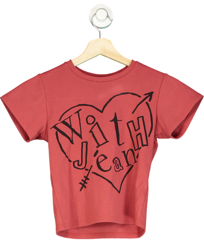 With Jean Red Heart Logo Printed T-shirt UK XXS