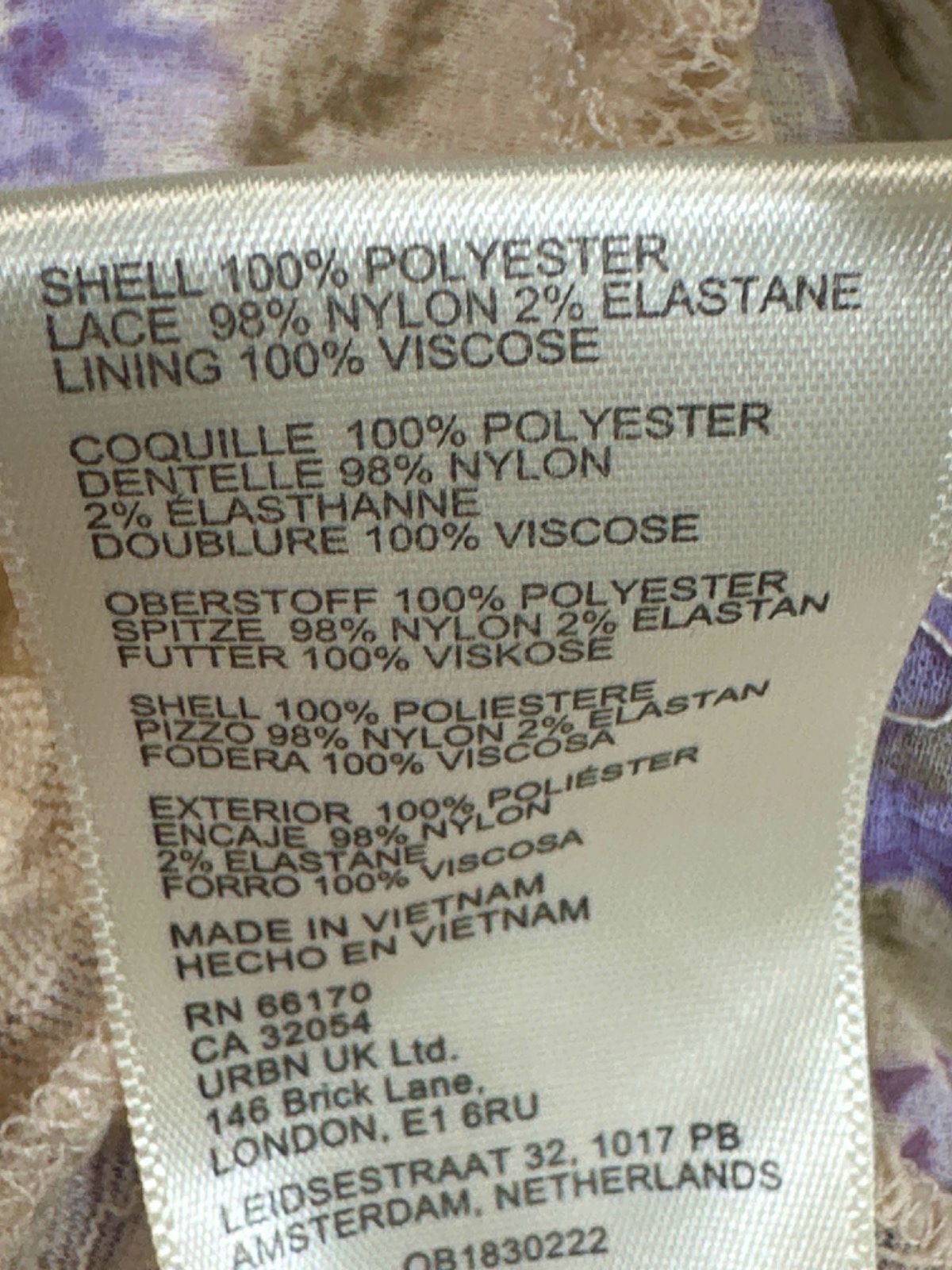 Free People Lavender and Cream Lace Trim Floral Crop Top and Skirt Set UK XS