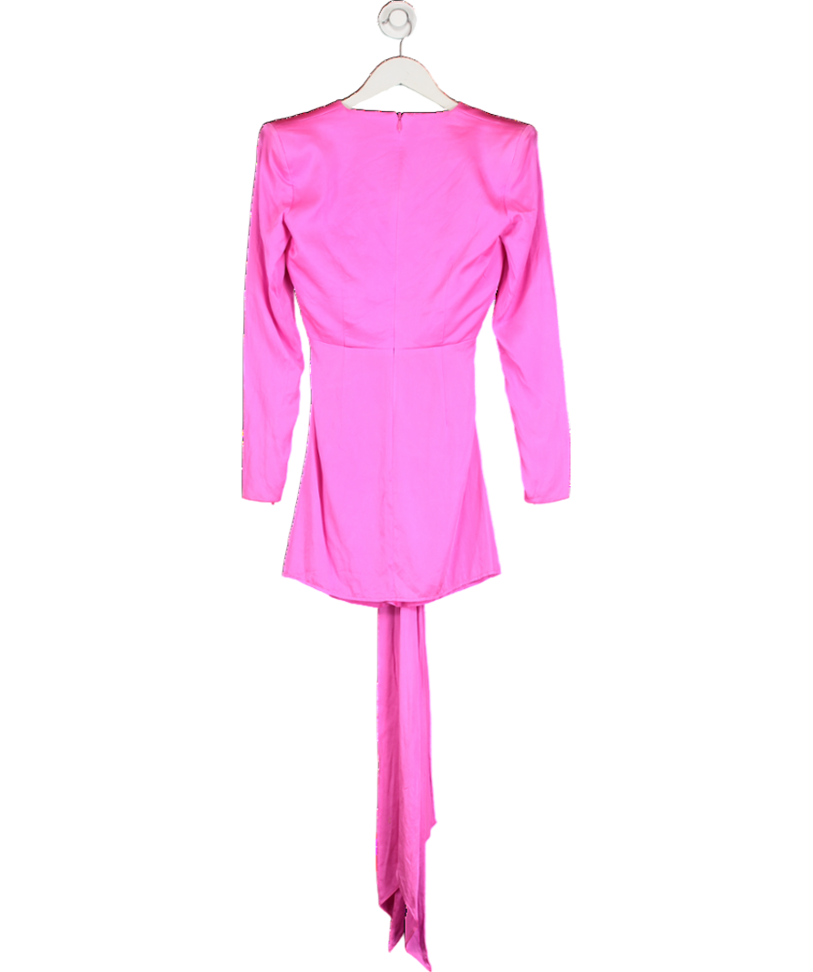 Alex Perry Pink Silk Padded Shoulder Drape Mini Dress UK 8