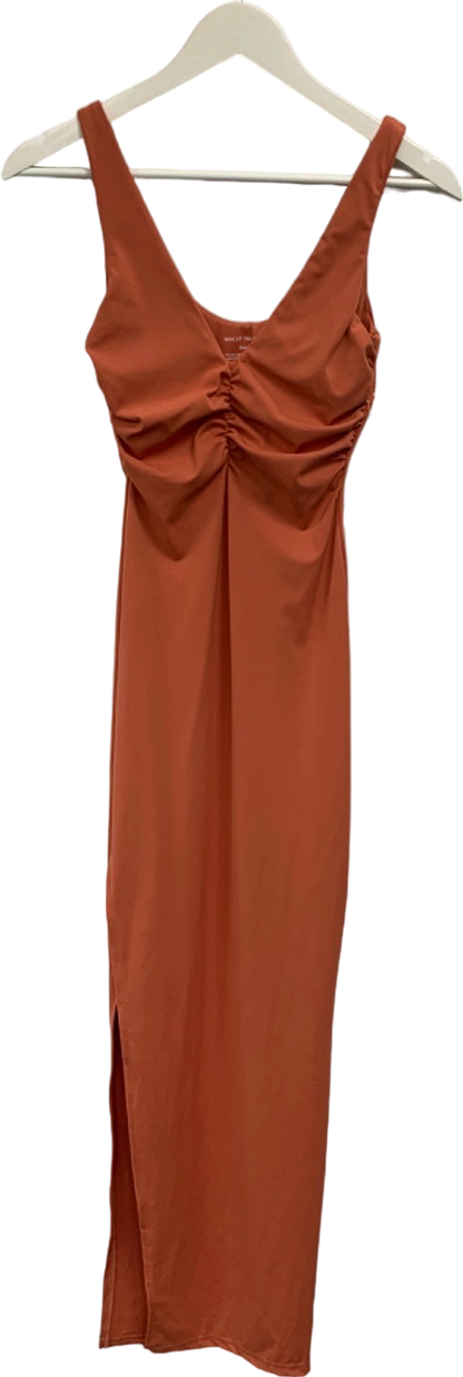 Riot Swim Orange Ruched Midi Dress UK S