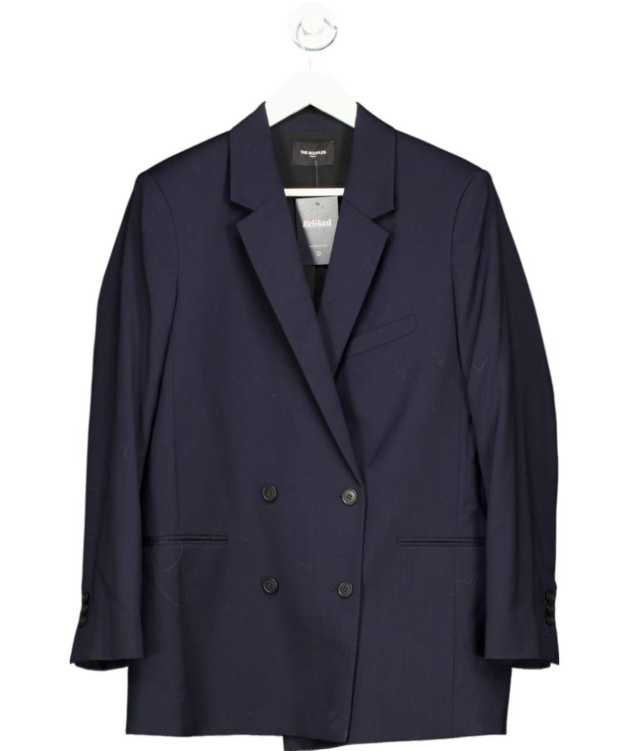 The Kooples Blue Fine Wool Double Breasted Blazer UK 10