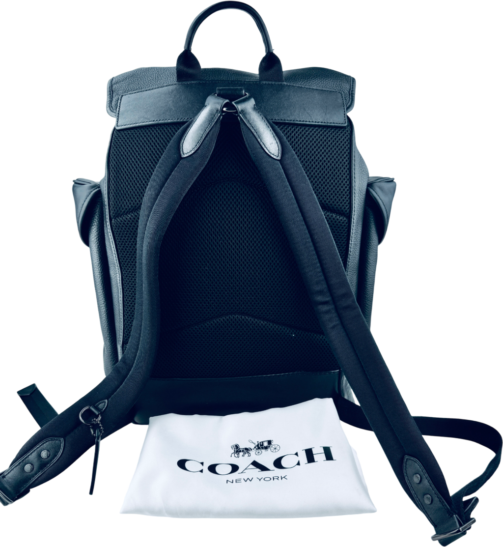 COACH Hitch Black Leather Backpack
