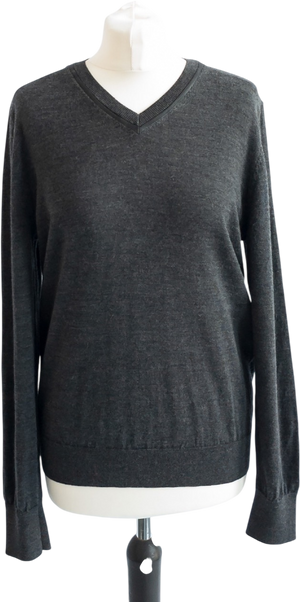The Kooples Charcoal Grey Merino Wool V-neck Jumper UK S