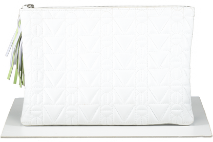 Misela Istanbul White Quilted Clutch Bag With Tassel