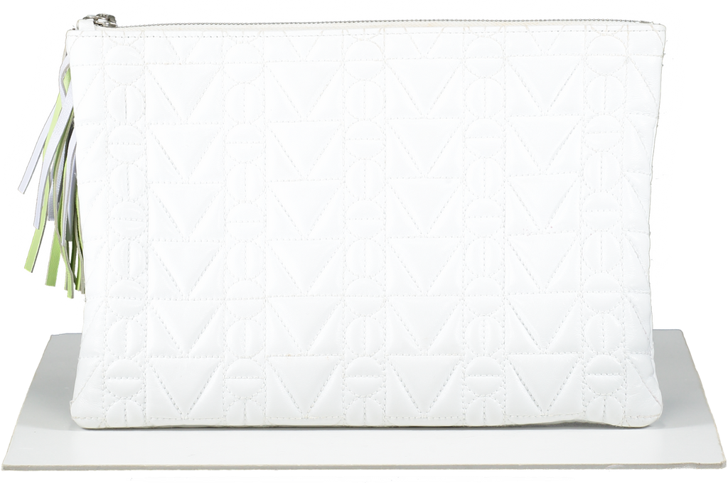Misela Istanbul White Quilted Clutch Bag With Tassel