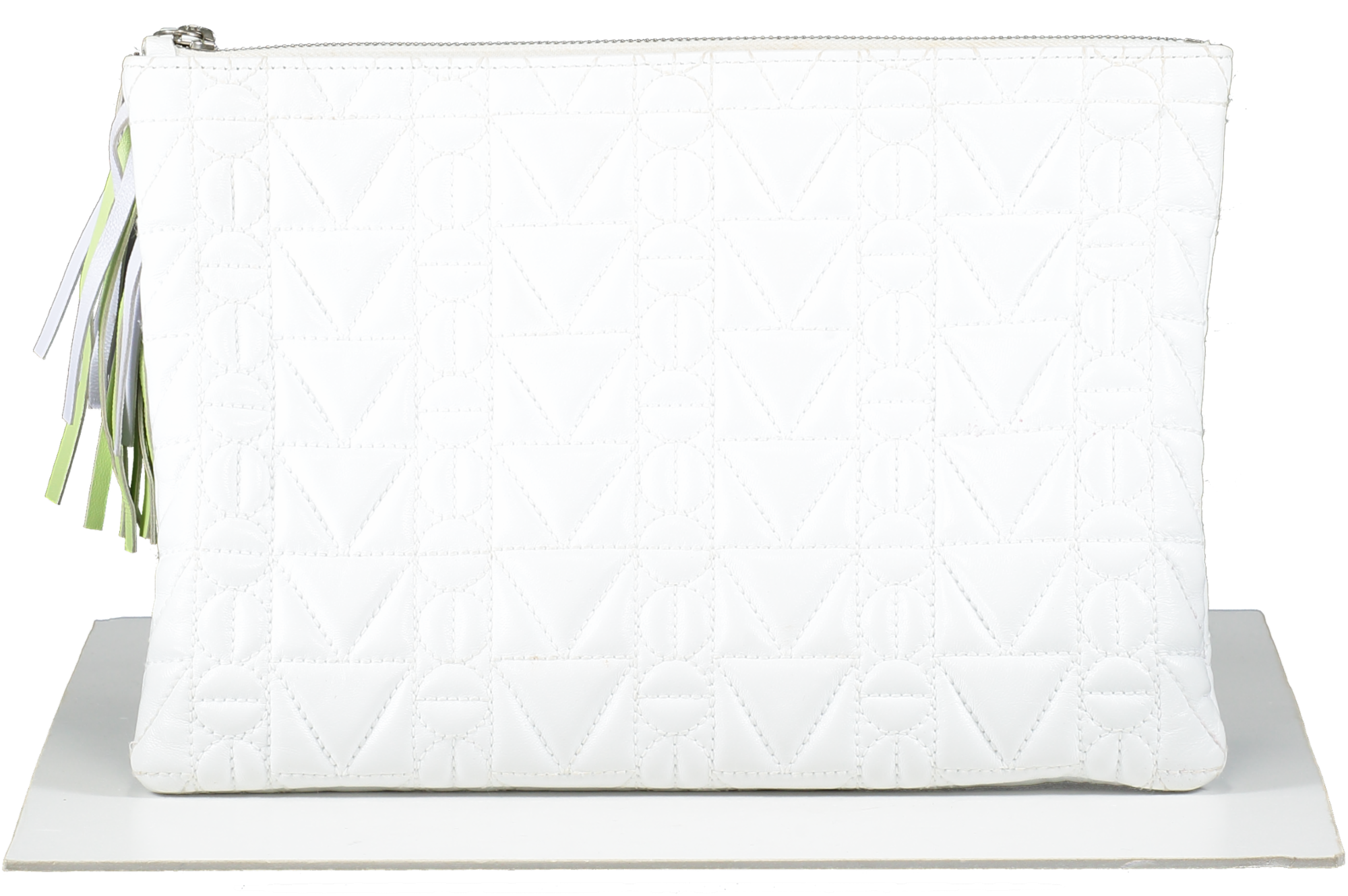 Misela Istanbul White Quilted Clutch Bag With Tassel
