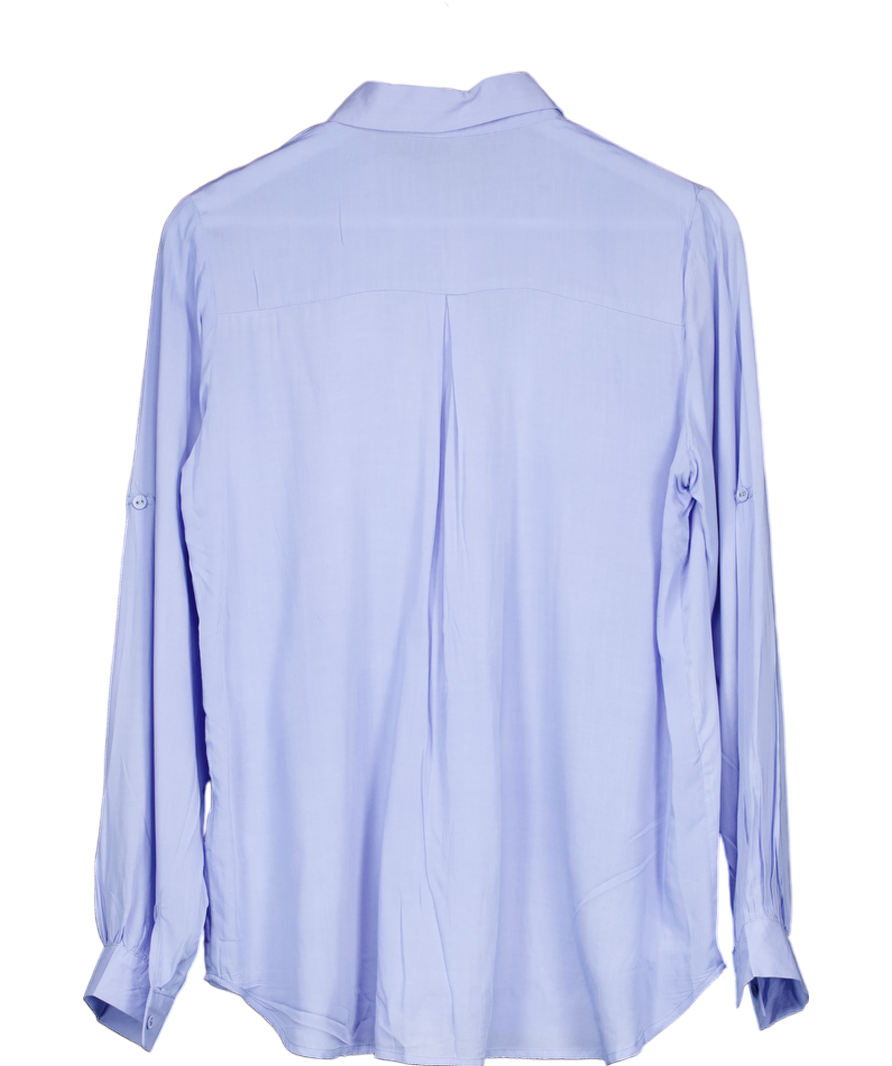 Oasis Blue Long Roll Sleeve Shirt UK 12