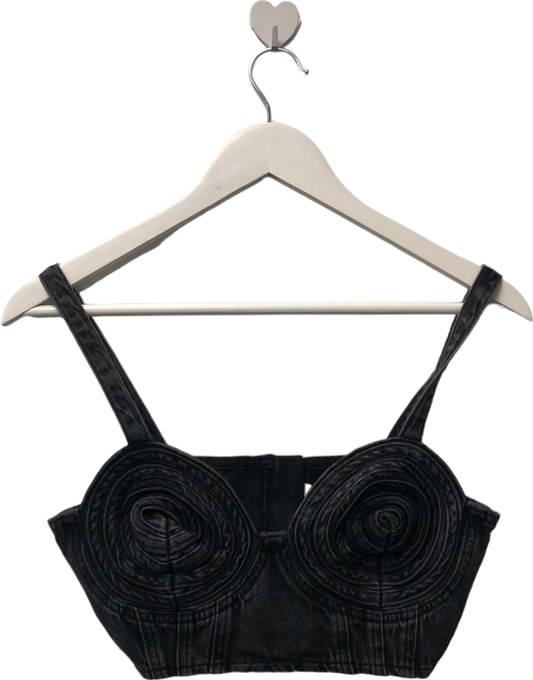 NA - KD Black Cropped Denim Top UK 6