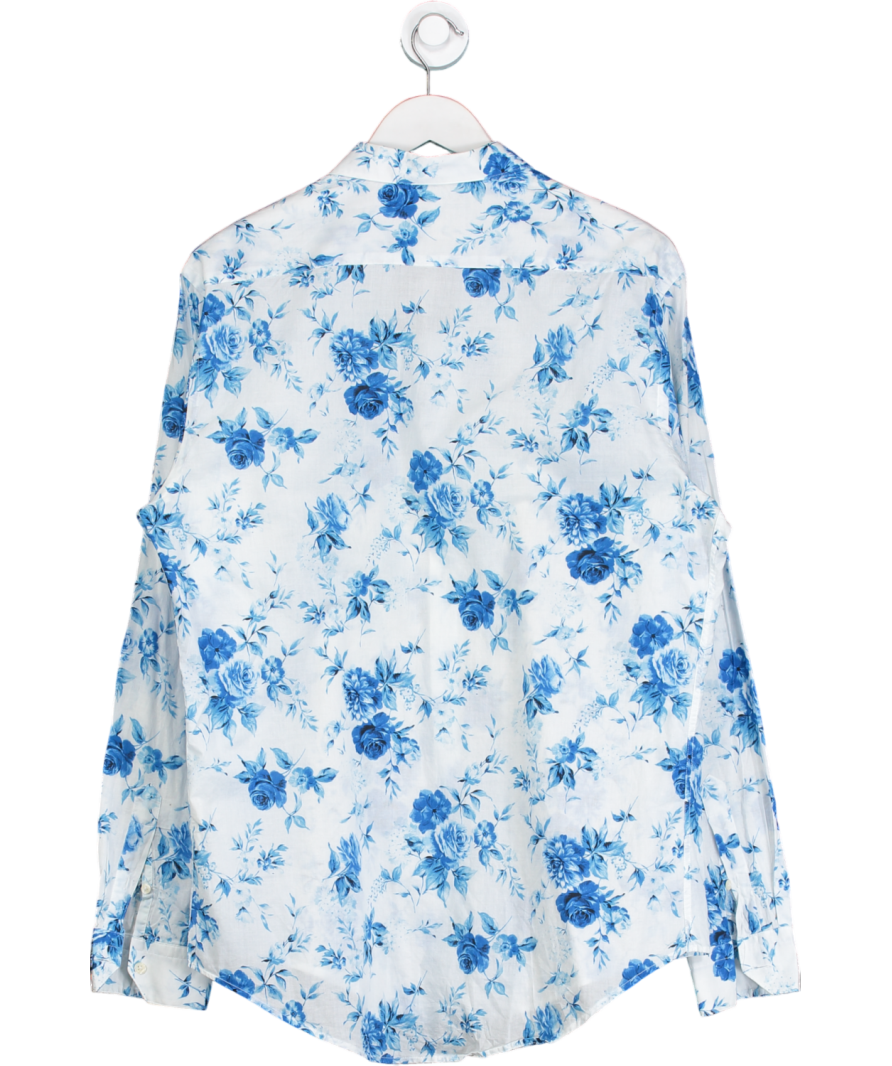 ZARA White Slim Fit Floral Embroidered Shirt UK XL