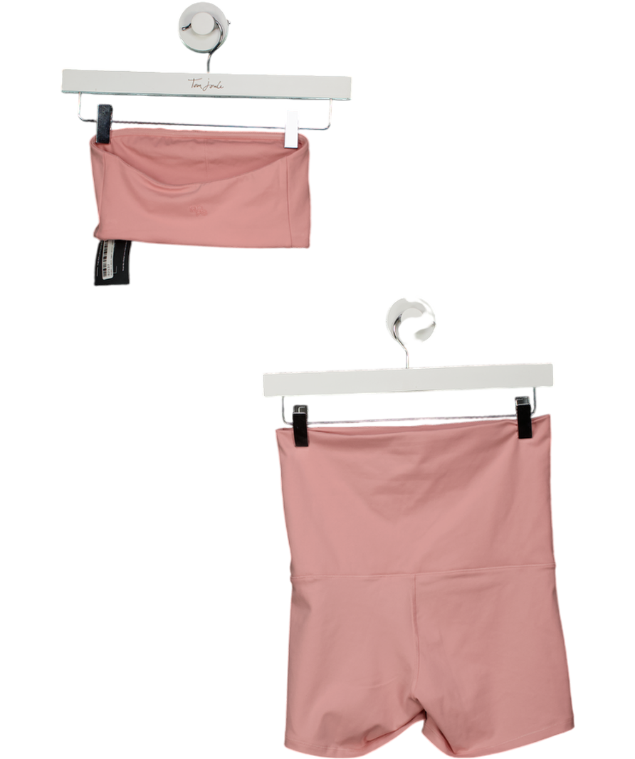 H&M Move 2-piece Dusty Pink Actvewear Bandeau Top  (uk Xs) And Cycle Shorts Set UK S