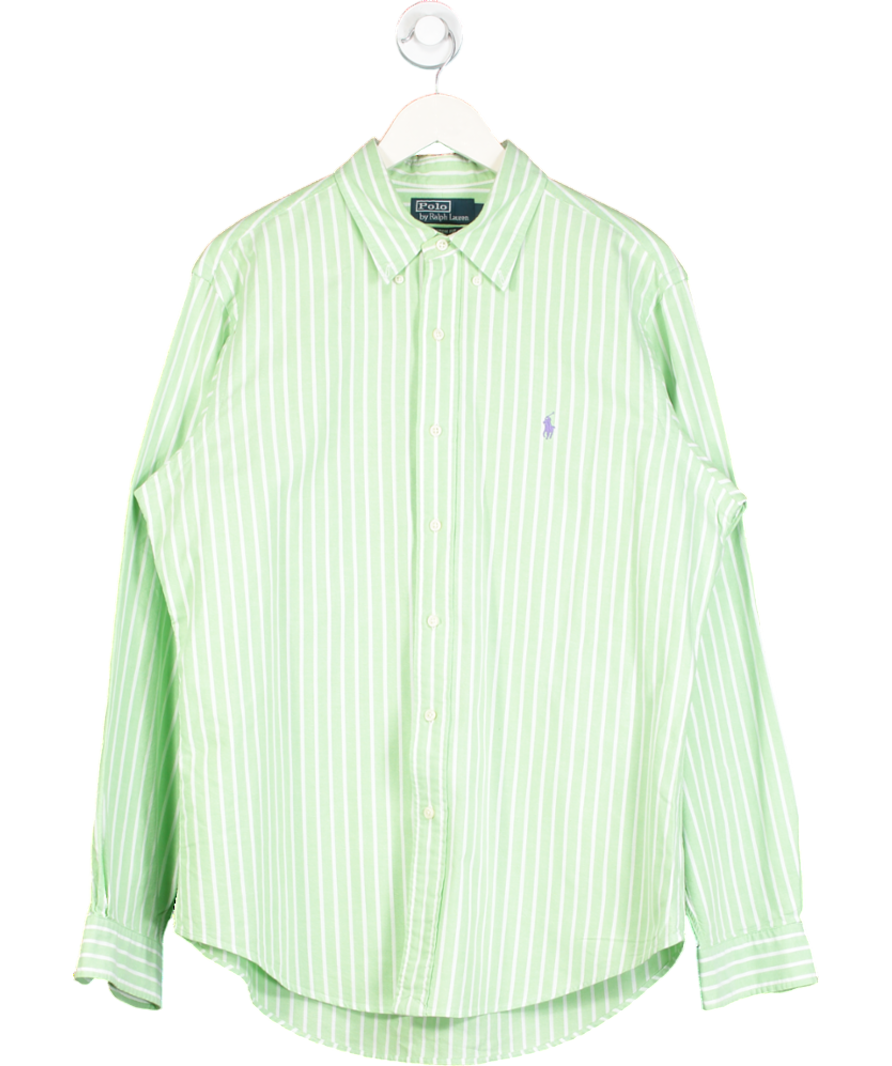 Polo Ralph Lauren Green Custom Fit Stripe Oxford Shirt UK L