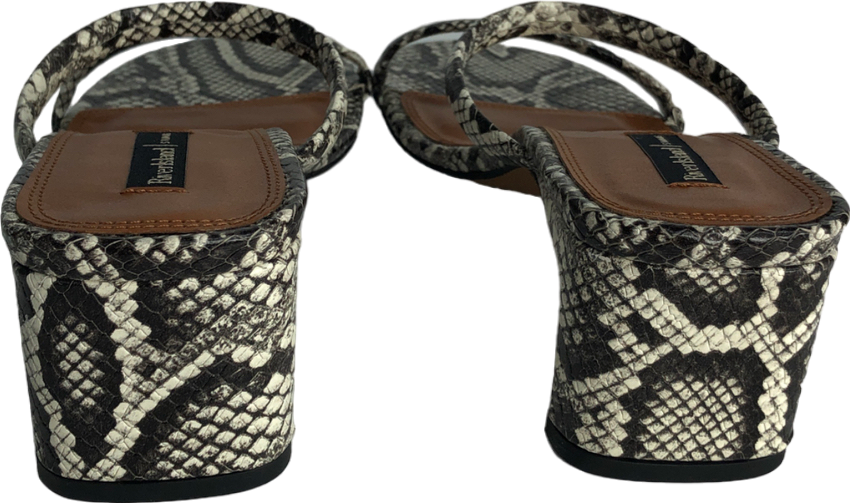 River Island Black Beige Leather Kitten Heel Mule Sandals UK 7 EU 40 👠