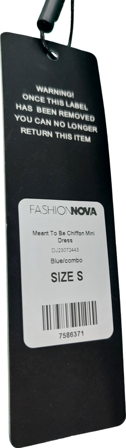 Fashion Nova Blue Meant To Be Chiffon Mini Dress UK S