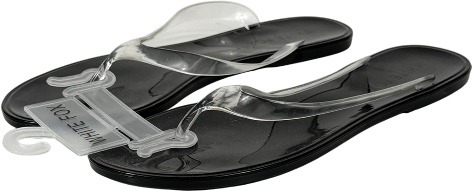 White Fox Black Dean Jelly Thong Sandals Black/clear UK 6 EU 39