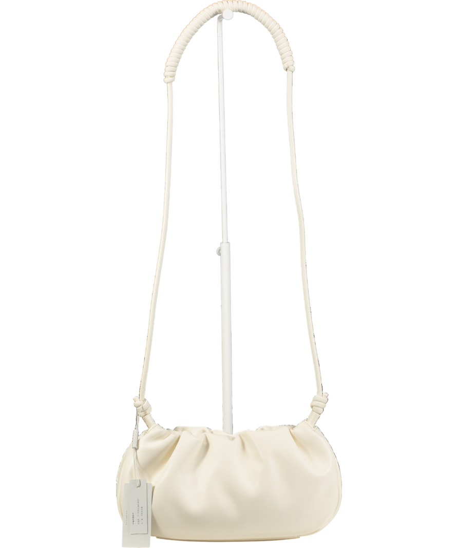 Charles & Keith Cream Lorelai Ruched Knotted Strap Shoulder Bag