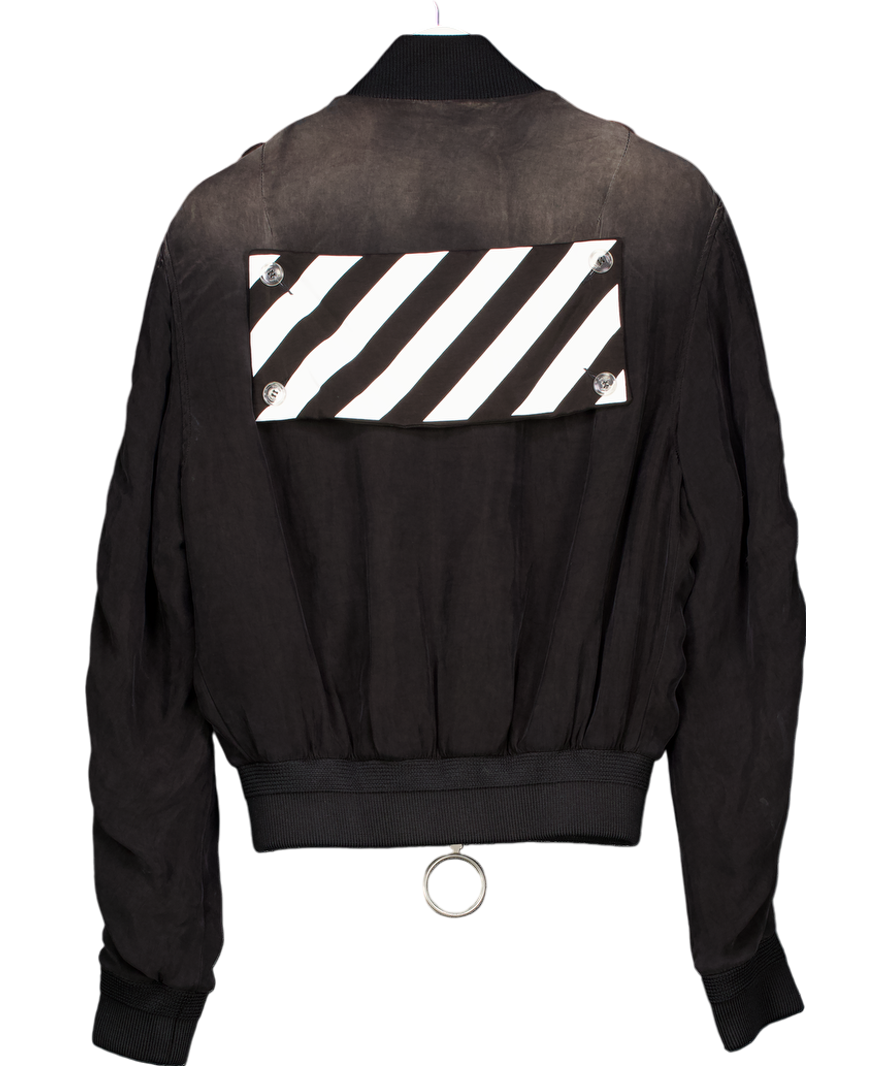 Off White Black X Virgil Abloh Sun Dye Oversized Bomber Jacket UK XS