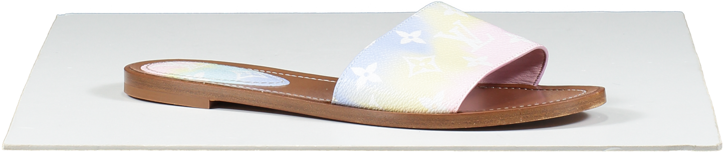Louis Vuitton Multicoloured Pastel Monogram Escale Lock It Flat Mule Sandals UK 5.5 EU 38.5 👠