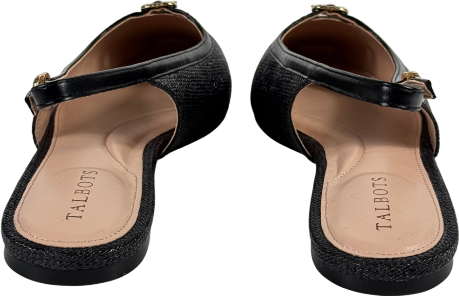 TALBOTS Black Whitley Shimmer Raffia Slingback Flats Us10m UK 7.5 EU 40.5 👠