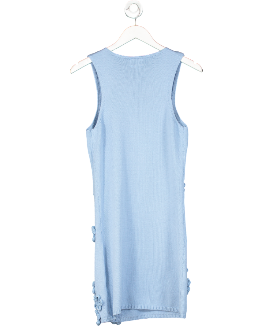 ASOS Blue Knitted Mini Dress With Floral Applique Detail UK S