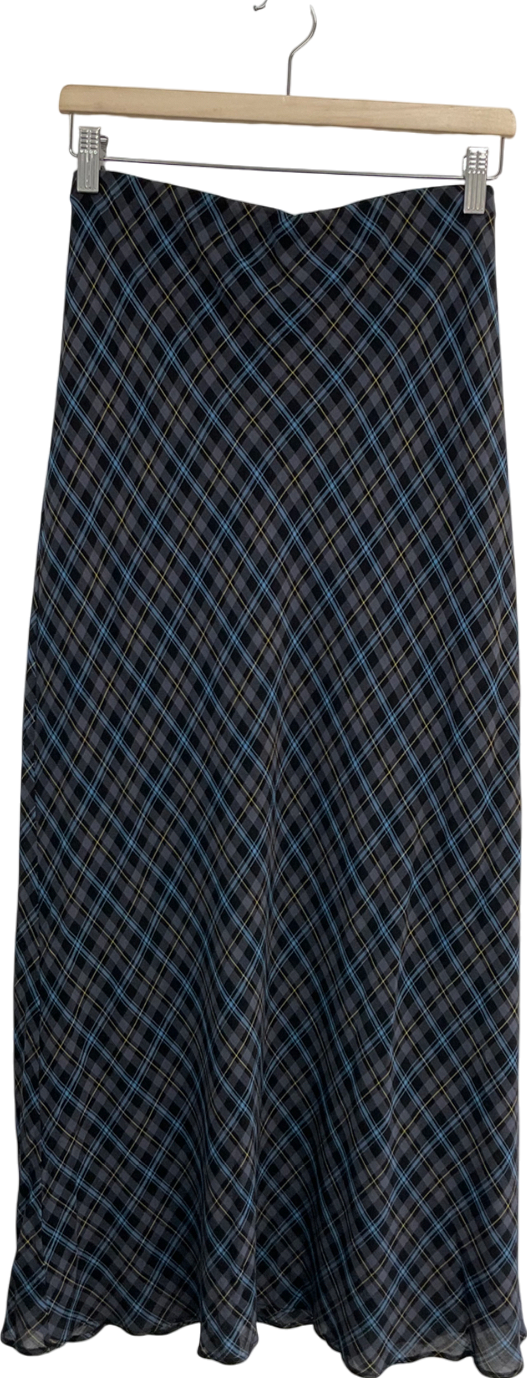 MANGO Grey Checked Long Skirt UK XL