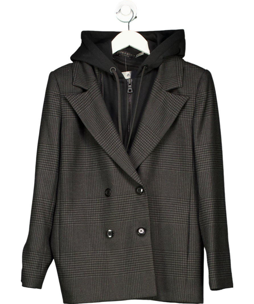 Alice + Olivia Grey Jordan Hooded Blazer UK S