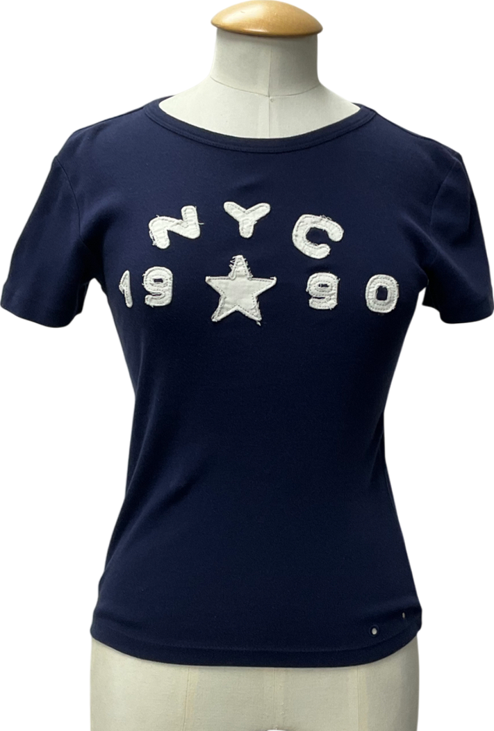 Urban Outfitters Blue Nyc 1990 Applique Baby Tee UK S