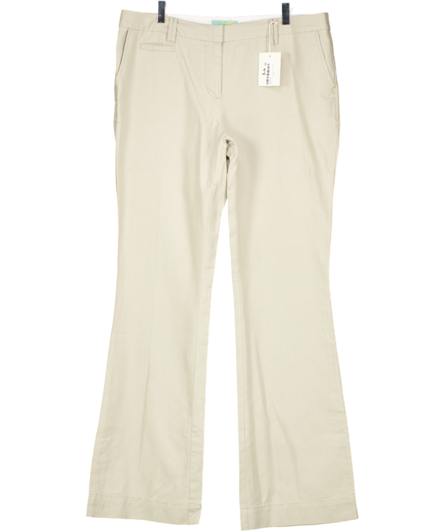 Boden Beige Linen Blend Wide Leg Trouser Long UK 16