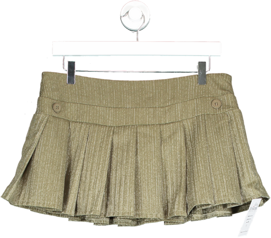 PrettyLittleThing Green Pleated Mini Skirt UK 10