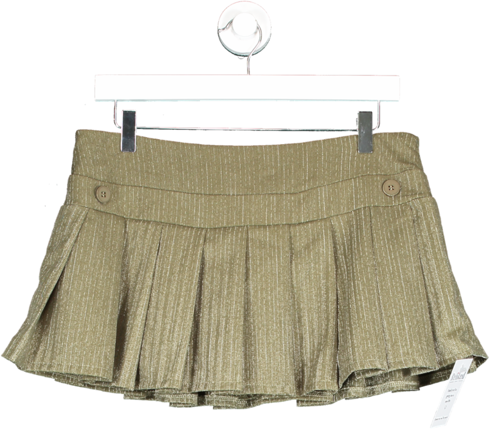 PrettyLittleThing Green Pleated Mini Skirt UK 10