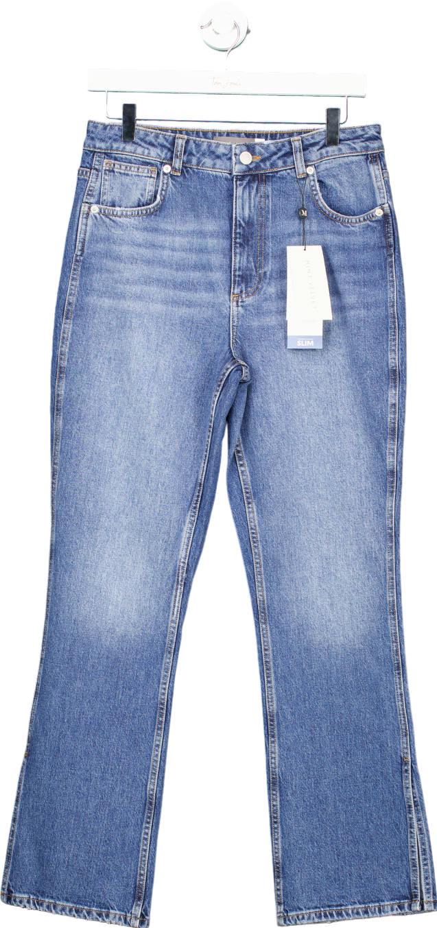 Mint Velvet Mid Indigo Slim Jeans UK 12R split hem