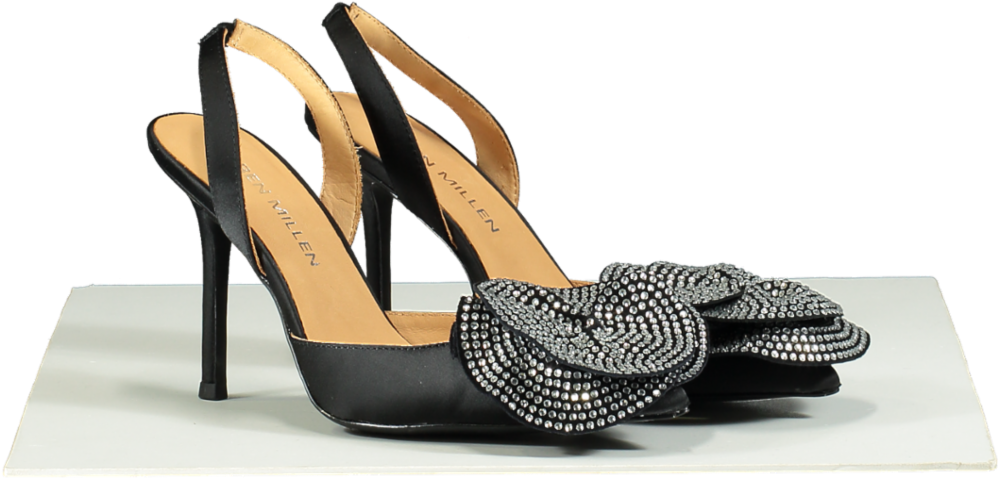 Karen Millen Black Diamante floral stiletto Heels EU 37 UK 4