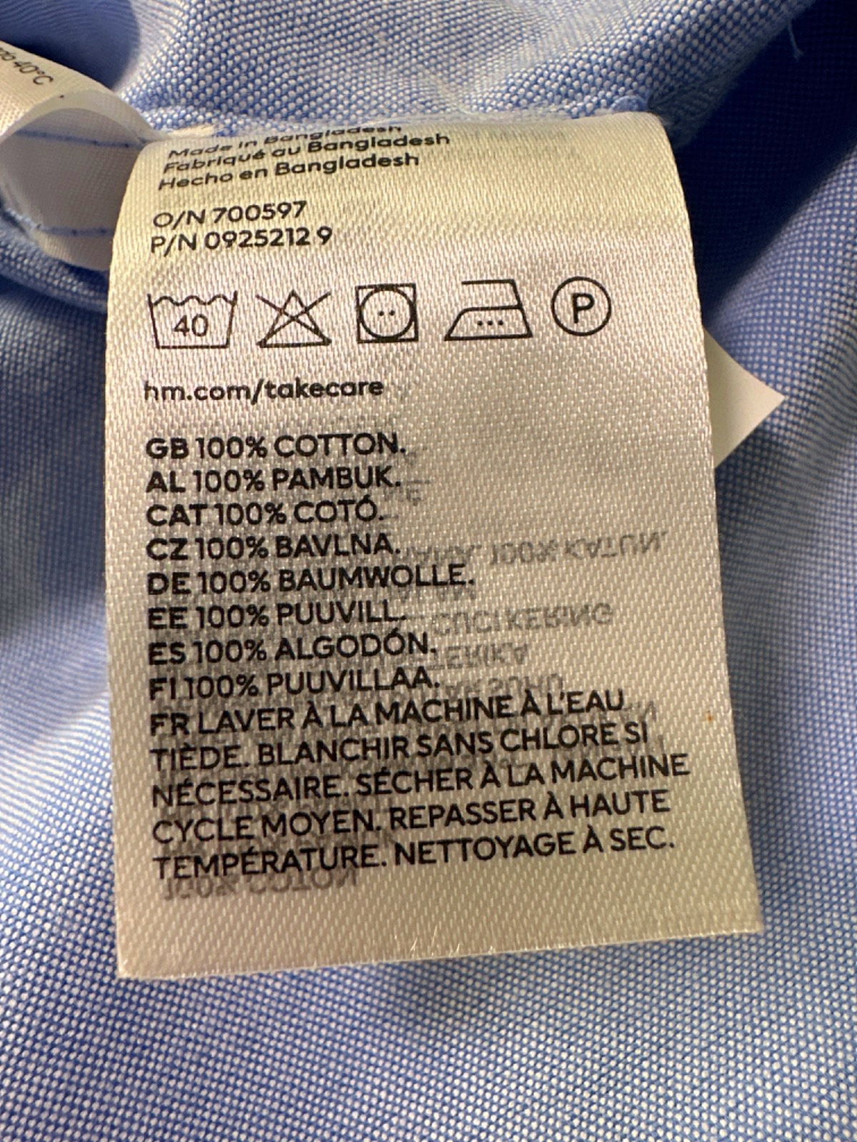 H&M Blue Long Sleeve Shirt UK S