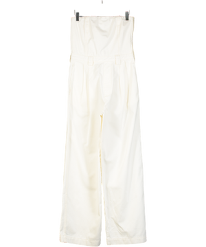 De Rococo Cream Cotton Strapless Jumpsuit UK S