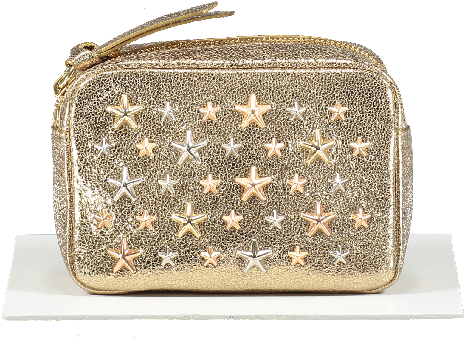 Jimmy Choo Metallic Leather Gold Star Embellished Pouch Clutch bag