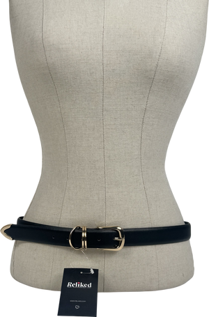 River Island Black Gold Buckle Belt UK XS