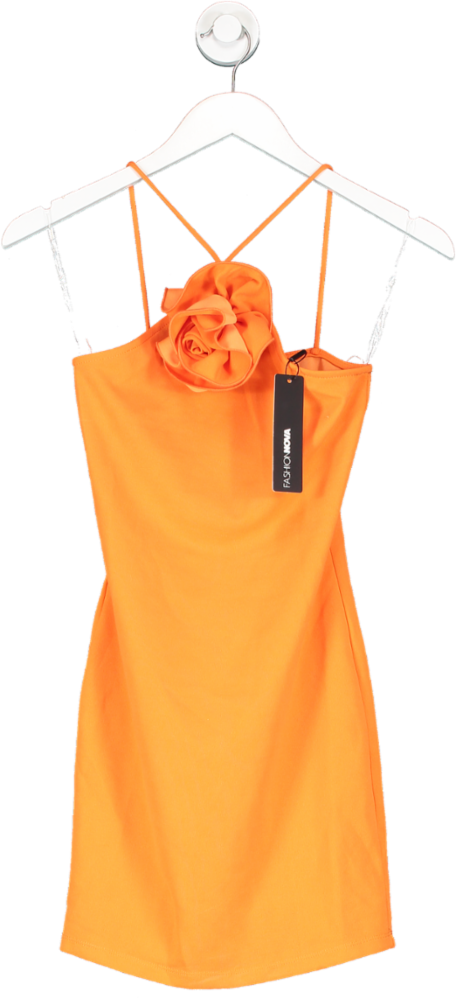 Fashion Nova Orange Gabrie Bodycon Mini Dress UK XS