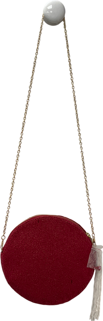 anthropologie Red Holiday Monogram "I" Embellished Pouch Shoulder Bag