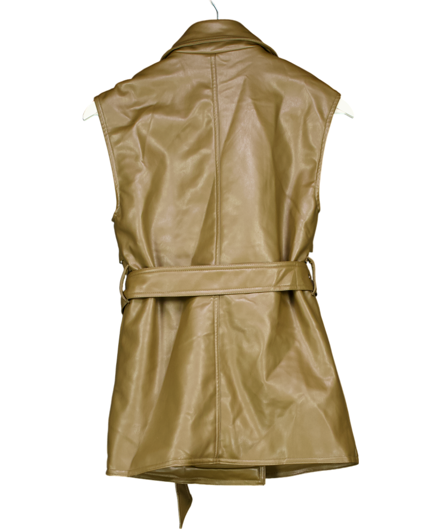 NA-KD Green Pu Belted Vest UK XXS