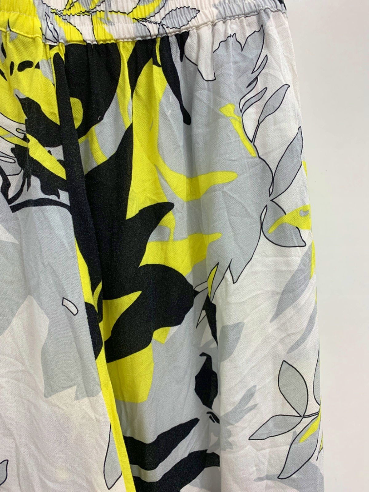 Ulla Popken Yellow Black Floral Wide Leg Trousers UK 24-26