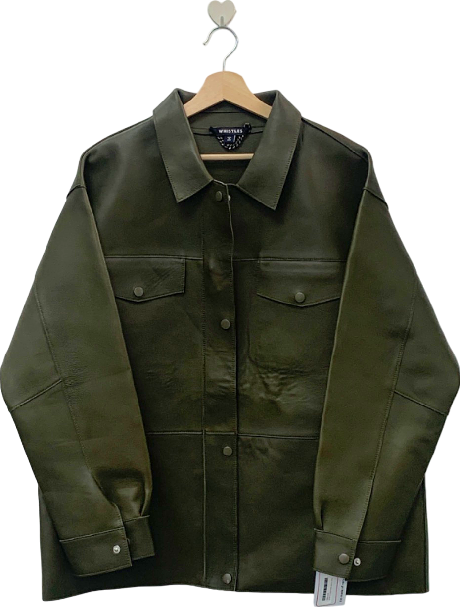 Whistles Green Leather Overshirt Jacket SZ L