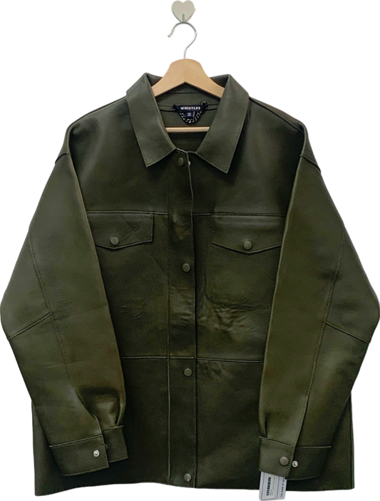 Whistles Green Leather Overshirt Jacket SZ L