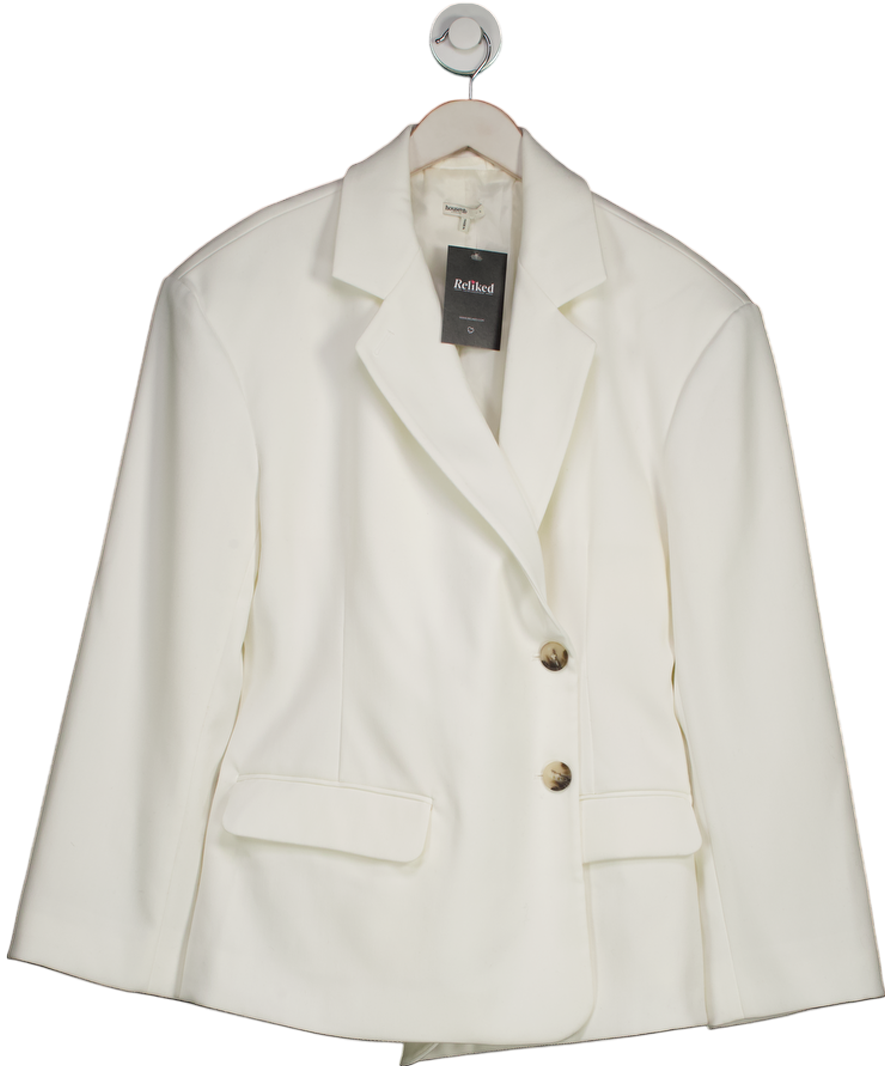 House of CB White Hudson Hourglass Stretch-woven Blazer UK L