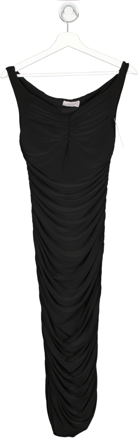 Club L Black Sleeveless Ruched Midi Dress UK 8