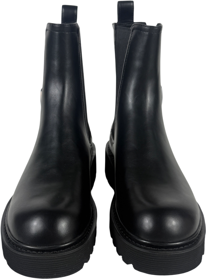 Charles & Keith Black Side Buckle Ridged Sole Chelsea Boots UK 5 EU 38