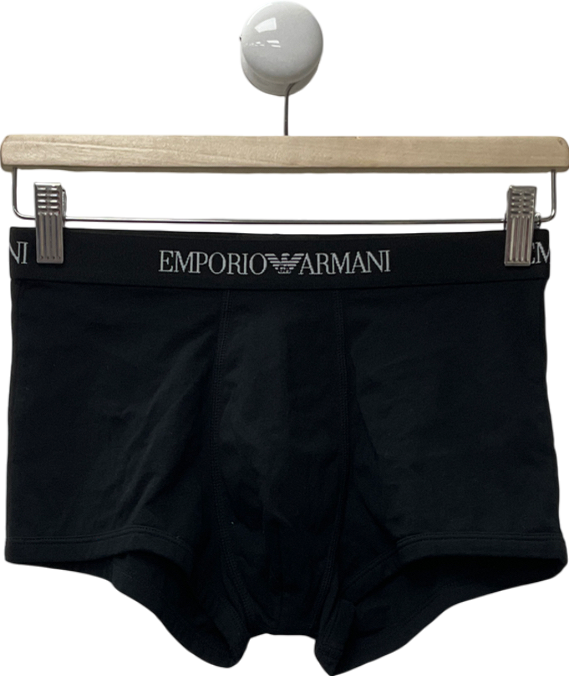 Emporio Armani Black Soft Modal Logo Waistband Boxer Briefs  UK M